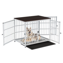 31/36/43'' Dog Crate Side Table 2 in 1 Strong Metal XL Large Pet Cage Kennels