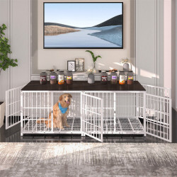 Heavy Duty Metal Dog Kennel Cage Large Pet Crate Tray 3 Door Design Furniture US