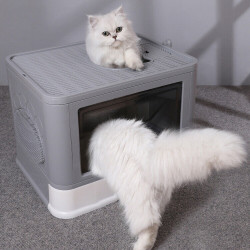 XL Two Cats Litter Box Smooth Drawer Cat Toilet w Scoop Sifter Cleaning Tool Set