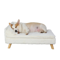 L Shape Soft Elevated Dog Cat Sofa Bed Raised Pet Lounger Couch w Cushion Pillow
