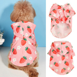 Dog Cat Strawberry Rain Coat Waterproof Jacket Rainwear Pet Supplies Universal