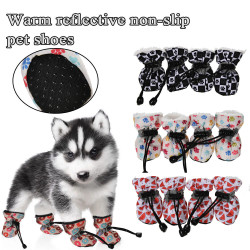 4pcs Cute Print Pet Dog Shoes Feet Cover Socks Footwear Pet Supplies Anti-Slip