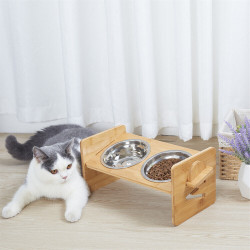 Elevated Pet Food and Water Double Bowls Stand Dog Bowl Stainless Steel Cat Bowl