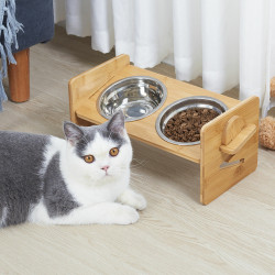 Large Volume Elevate Cat Dog Bowl Stand Nonslip Dual Raised Food Water Pet Bowls